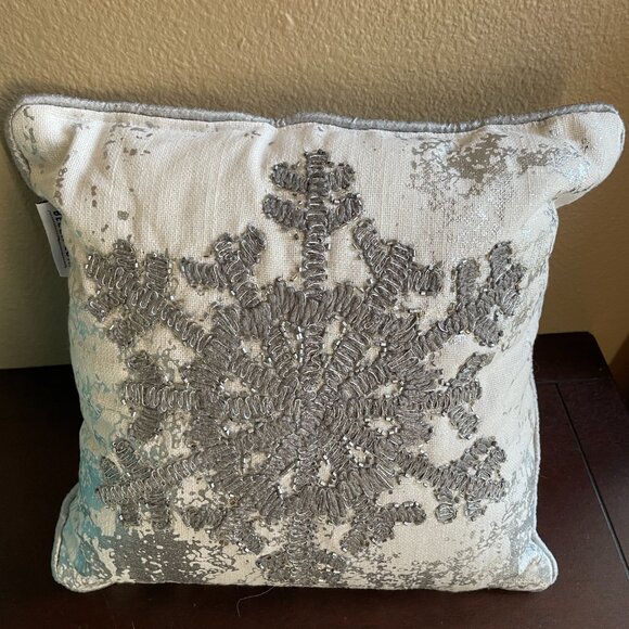 Embroidered Snowflake Accent Pillow - Picture 6 of 7
